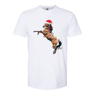 Christmas Lights Horse Santa Funny Xmas Tree Horse Funny Gift Softstyle® CVC T-Shirt