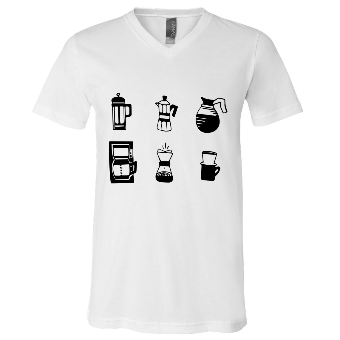 Coffee Lover Hand Drawn Cute Food Coffee Gift V-Neck T-Shirt