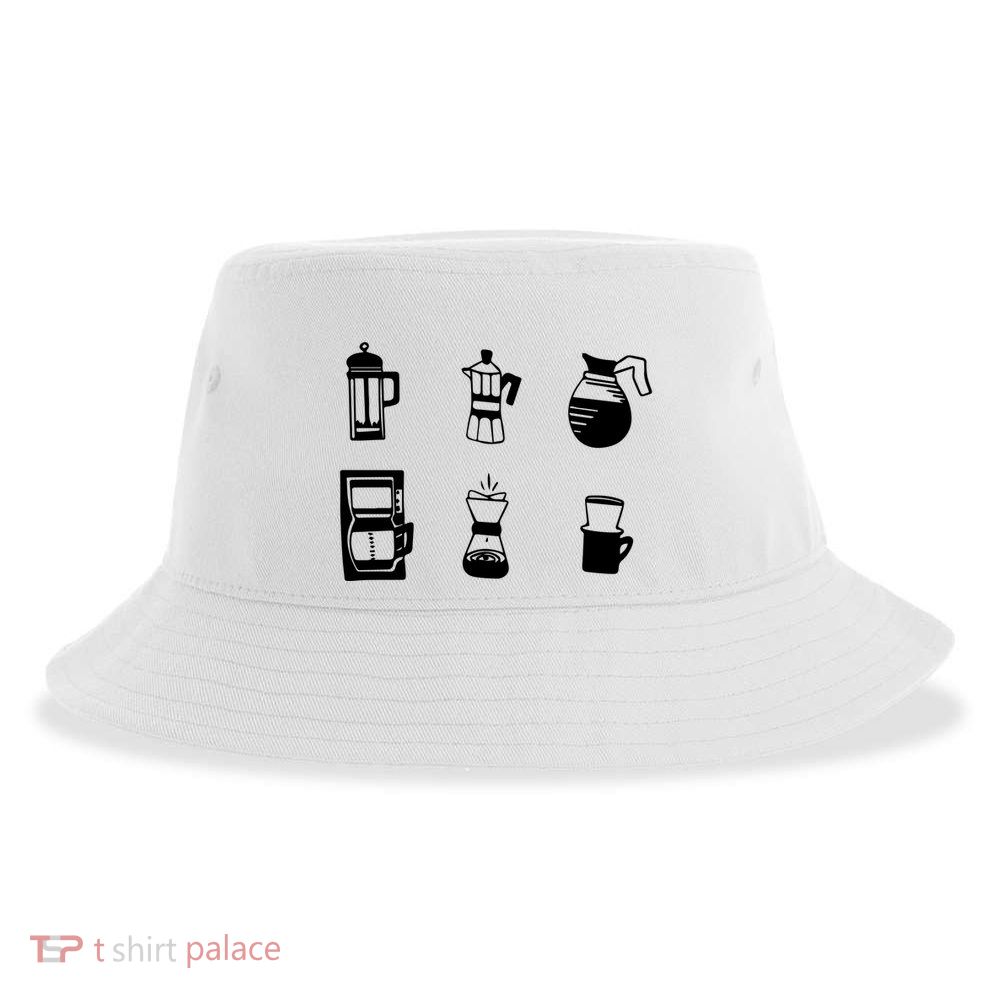 Coffee Lover Hand Drawn Cute Food Coffee Gift Sustainable Bucket Hat