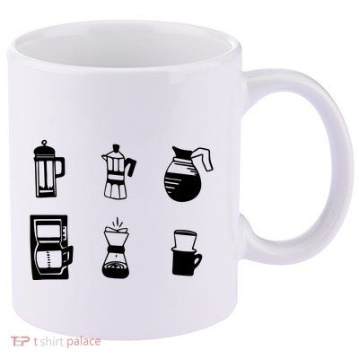 Coffee Lover Hand Drawn Cute Food Coffee Gift 11oz C Handle Ceramic Mug