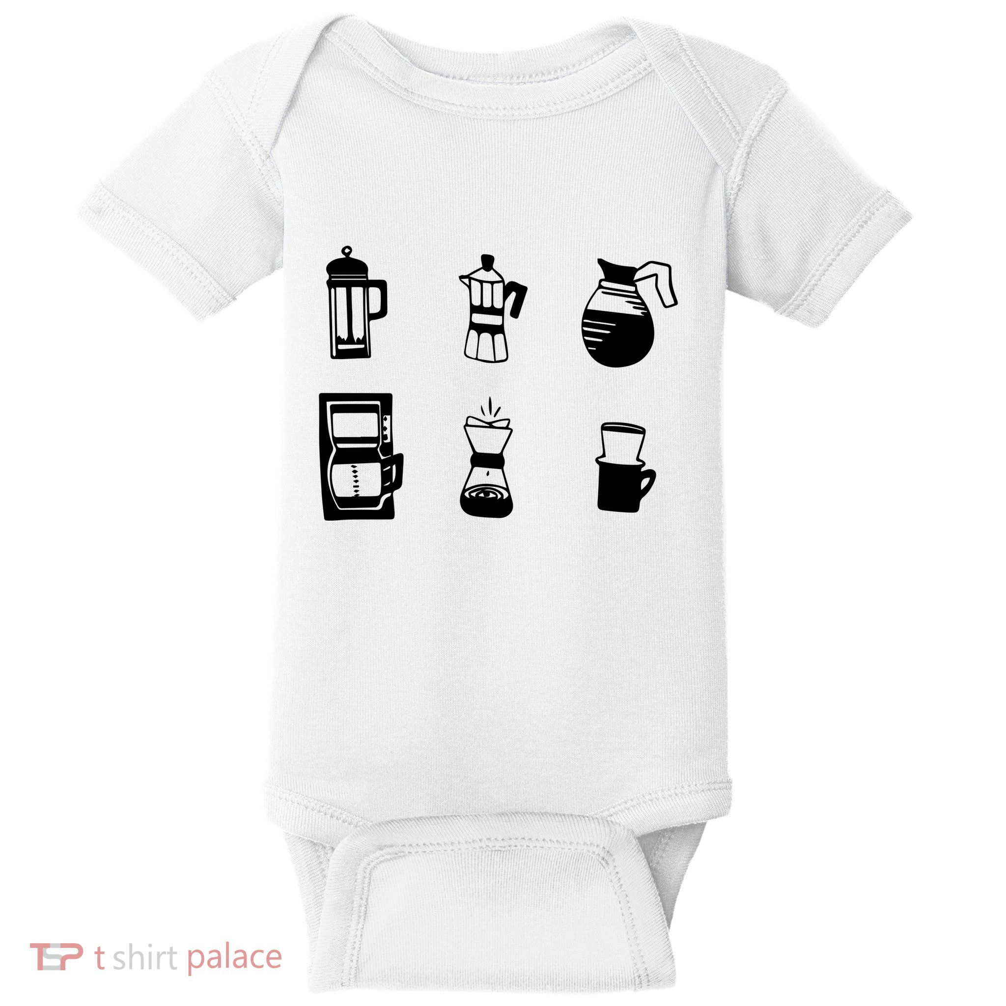 Coffee Lover Hand Drawn Cute Food Coffee Gift Baby Bodysuit