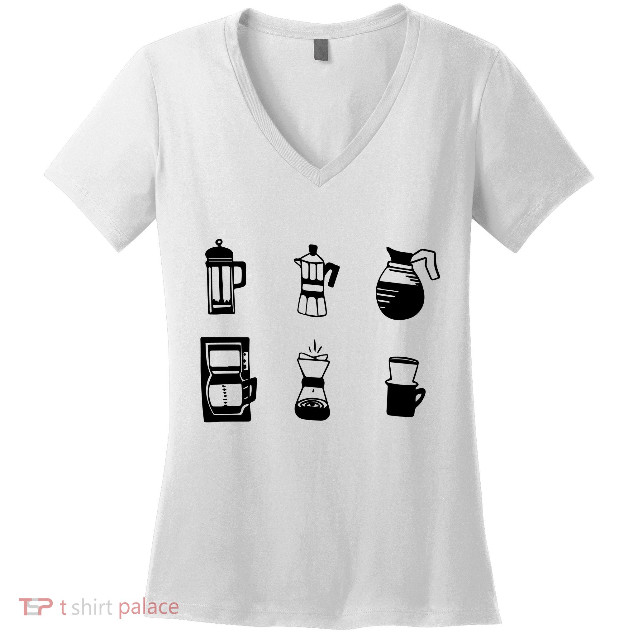 Coffee Lover Hand Drawn Cute Food Coffee Gift Women's V-Neck T-Shirt