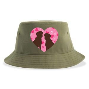 Chocolate Lab Heart Valentine's Day Labrador Dog Lover Cool Gift Sustainable Bucket Hat