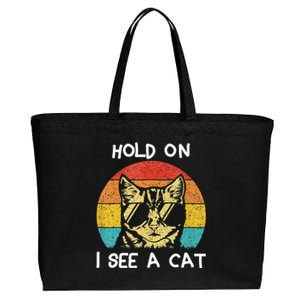 Cat Lover Hold On I See A Cat Cats Loves Cats Cotton Canvas Jumbo Tote