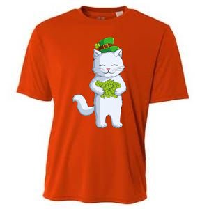 Cat Leprechaun Happy St Patricks Day Irish Shamrock Funny Gift Cooling Performance Crew T-Shirt