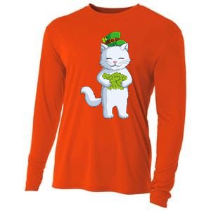 Cat Leprechaun Happy St Patricks Day Irish Shamrock Funny Gift Cooling Performance Long Sleeve Crew