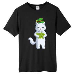 Cat Leprechaun Happy St Patricks Day Irish Shamrock Funny Gift Tall Fusion ChromaSoft Performance T-Shirt