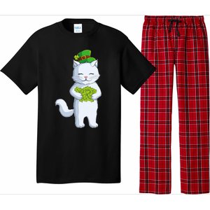 Cat Leprechaun Happy St Patricks Day Irish Shamrock Funny Gift Pajama Set