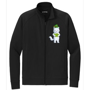 Cat Leprechaun Happy St Patricks Day Irish Shamrock Funny Gift Stretch Full-Zip Cadet Jacket