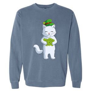 Cat Leprechaun Happy St Patricks Day Irish Shamrock Funny Gift Garment-Dyed Sweatshirt