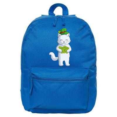 Cat Leprechaun Happy St Patricks Day Irish Shamrock Funny Gift 16 in Basic Backpack