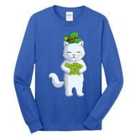 Cat Leprechaun Happy St Patricks Day Irish Shamrock Funny Gift Tall Long Sleeve T-Shirt