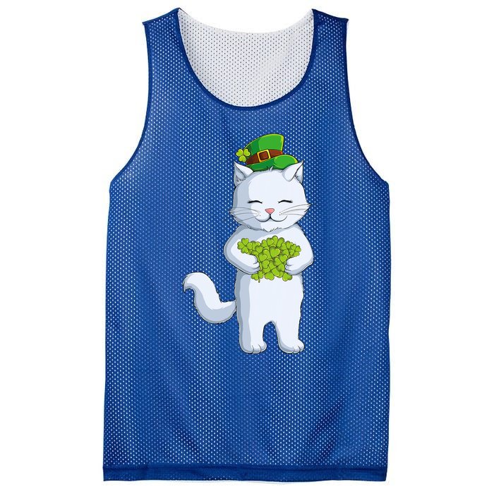 Cat Leprechaun Happy St Patricks Day Irish Shamrock Funny Gift Mesh Reversible Basketball Jersey Tank