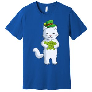 Cat Leprechaun Happy St Patricks Day Irish Shamrock Funny Gift Premium T-Shirt