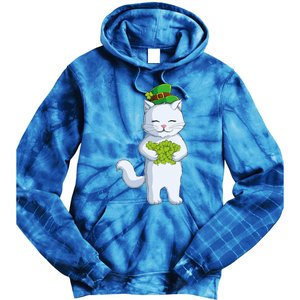 Cat Leprechaun Happy St Patricks Day Irish Shamrock Funny Gift Tie Dye Hoodie