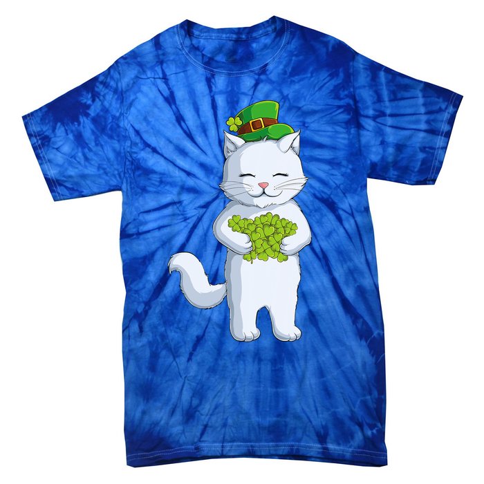 Cat Leprechaun Happy St Patricks Day Irish Shamrock Funny Gift Tie-Dye T-Shirt