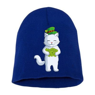 Cat Leprechaun Happy St Patricks Day Irish Shamrock Funny Gift Short Acrylic Beanie