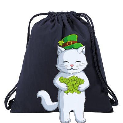 Cat Leprechaun Happy St Patricks Day Irish Shamrock Funny Gift Drawstring Bag