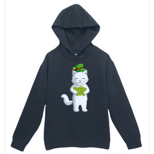 Cat Leprechaun Happy St Patricks Day Irish Shamrock Funny Gift Urban Pullover Hoodie