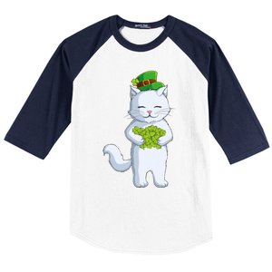 Cat Leprechaun Happy St Patricks Day Irish Shamrock Funny Gift Baseball Sleeve Shirt