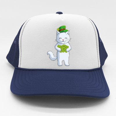 Cat Leprechaun Happy St Patricks Day Irish Shamrock Funny Gift Trucker Hat