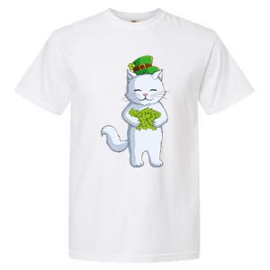 Cat Leprechaun Happy St Patricks Day Irish Shamrock Funny Gift Garment-Dyed Heavyweight T-Shirt