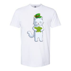 Cat Leprechaun Happy St Patricks Day Irish Shamrock Funny Gift Softstyle CVC T-Shirt