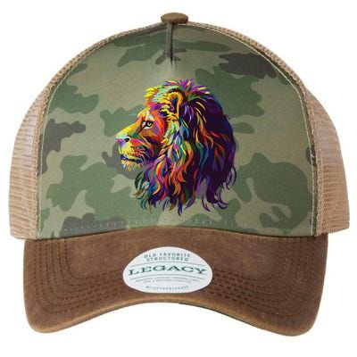 Colorful Lion Head Design Pop Art Style Legacy Tie Dye Trucker Hat