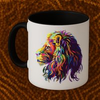 Colorful Lion Head Design Pop Art Style Mug