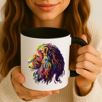 Colorful Lion Head Design Pop Art Style Mug