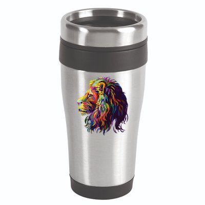 Colorful Lion Head Design Pop Art Style 16oz Travel Tumbler