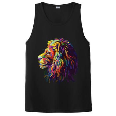 Colorful Lion Head Design Pop Art Style PosiCharge Competitor Tank