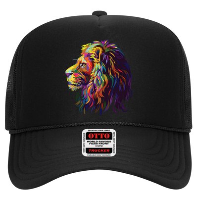 Colorful Lion Head Design Pop Art Style Trucker Hat