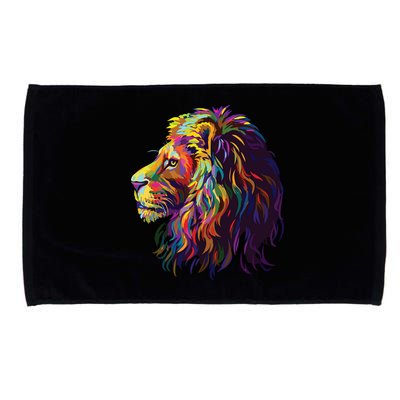 Colorful Lion Head Design Pop Art Style Microfiber Hand Towel