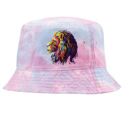 Colorful Lion Head Design Pop Art Style Tie-Dyed Bucket Hat