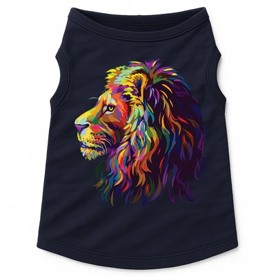 Colorful Lion Head Design Pop Art Style Doggie Tank