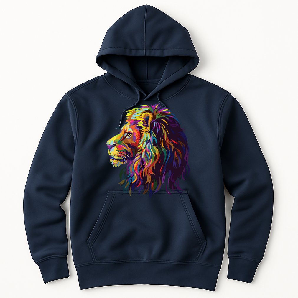 Colorful Lion Head Design Pop Art Style Hoodie