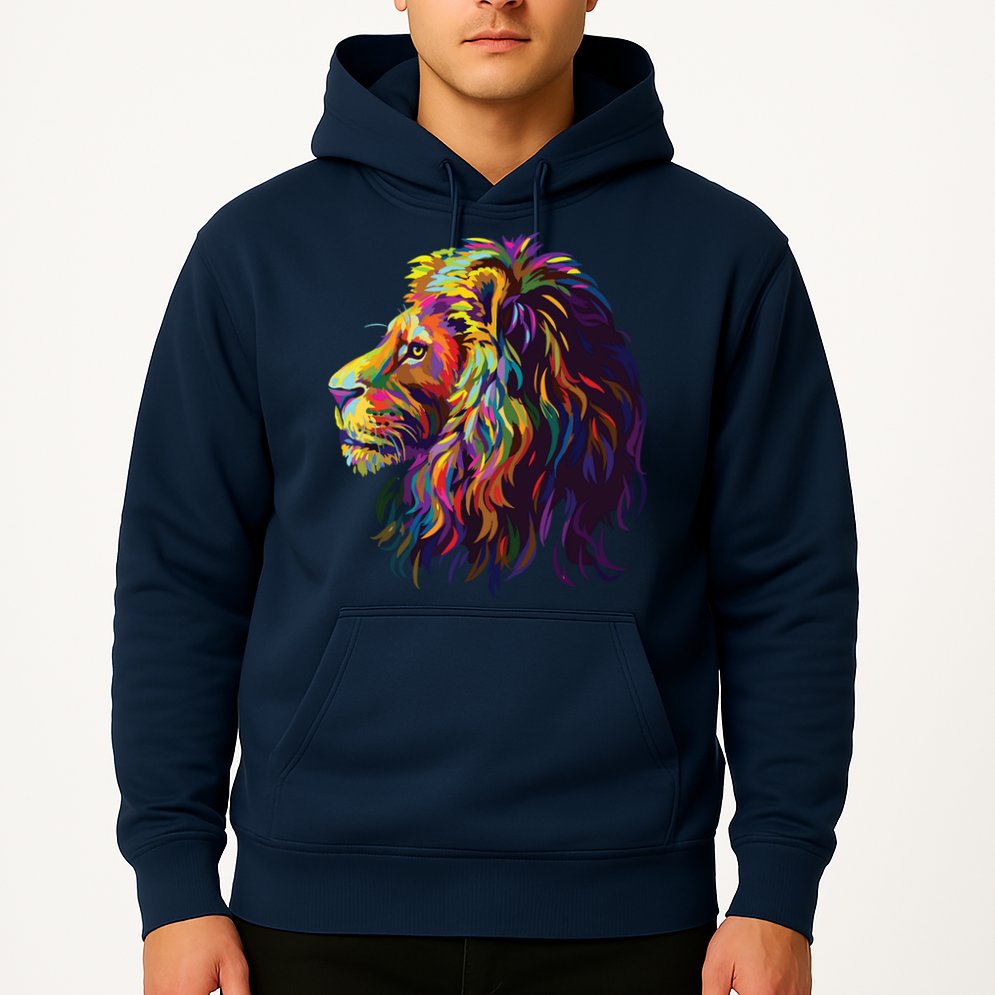 Colorful Lion Head Design Pop Art Style Hoodie