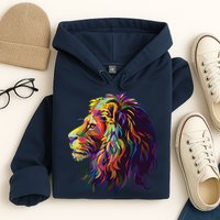 Colorful Lion Head Design Pop Art Style Hoodie