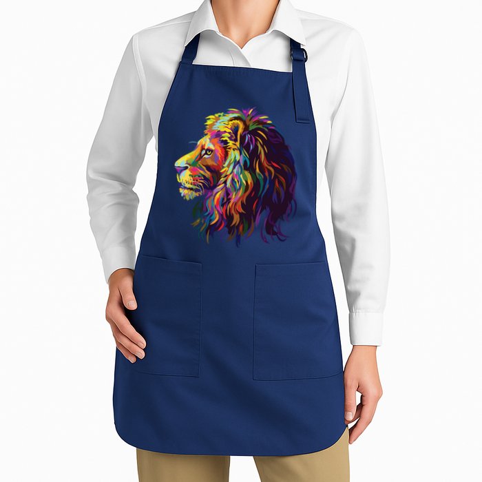 Colorful Lion Head Design Pop Art Style Apron