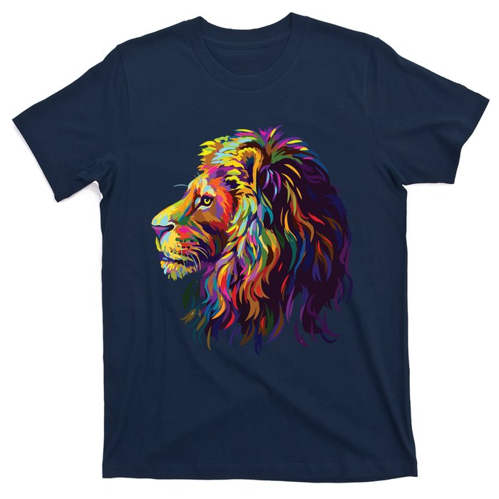 Colorful Lion Head Design Pop Art Style T-Shirt