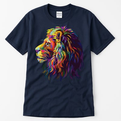 Colorful Lion Head Design Pop Art Style Tall T-Shirt