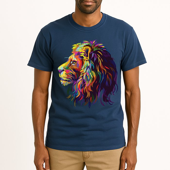 Colorful Lion Head Design Pop Art Style Tall T-Shirt