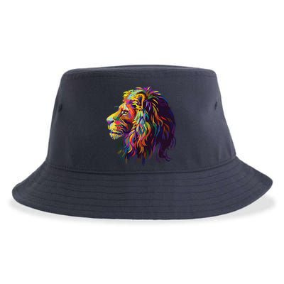 Colorful Lion Head Design Pop Art Style Sustainable Bucket Hat