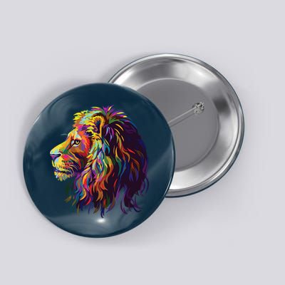 Colorful Lion Head Design Pop Art Style Button