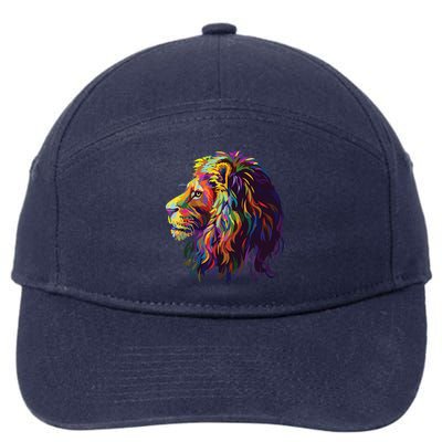 Colorful Lion Head Design Pop Art Style 7-Panel Snapback Hat
