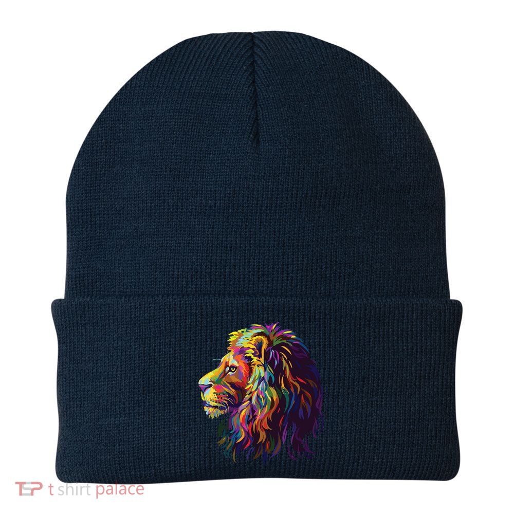 Colorful Lion Head Design Pop Art Style Beanie