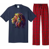 Colorful Lion Head Design Pop Art Style Pajama Set