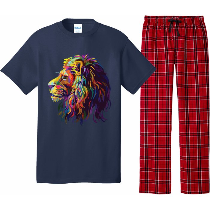 Colorful Lion Head Design Pop Art Style Pajama Set