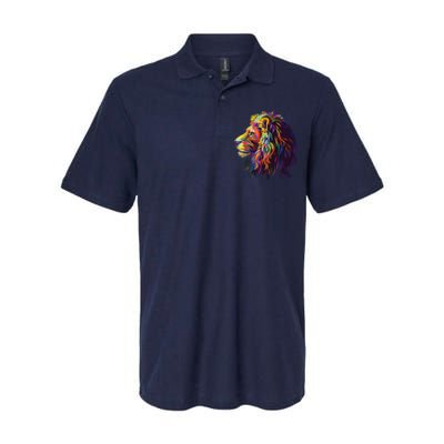 Colorful Lion Head Design Pop Art Style Softstyle Adult Sport Polo